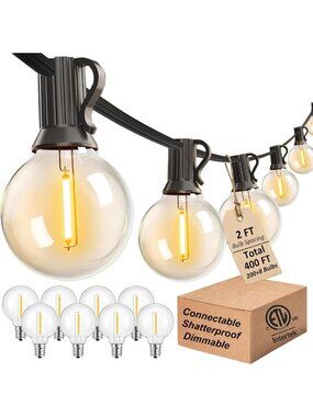 400FT Waterproof Outdoor String Lights - Perfect for Patio, Bistro & Cafe Decor